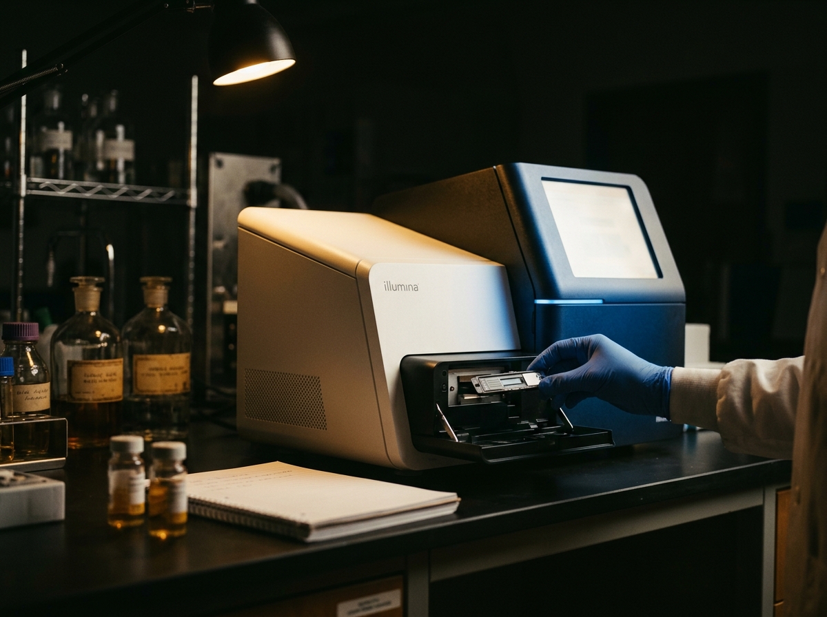 Equipamento de sequenciação de DNA no laboratório lostincloud