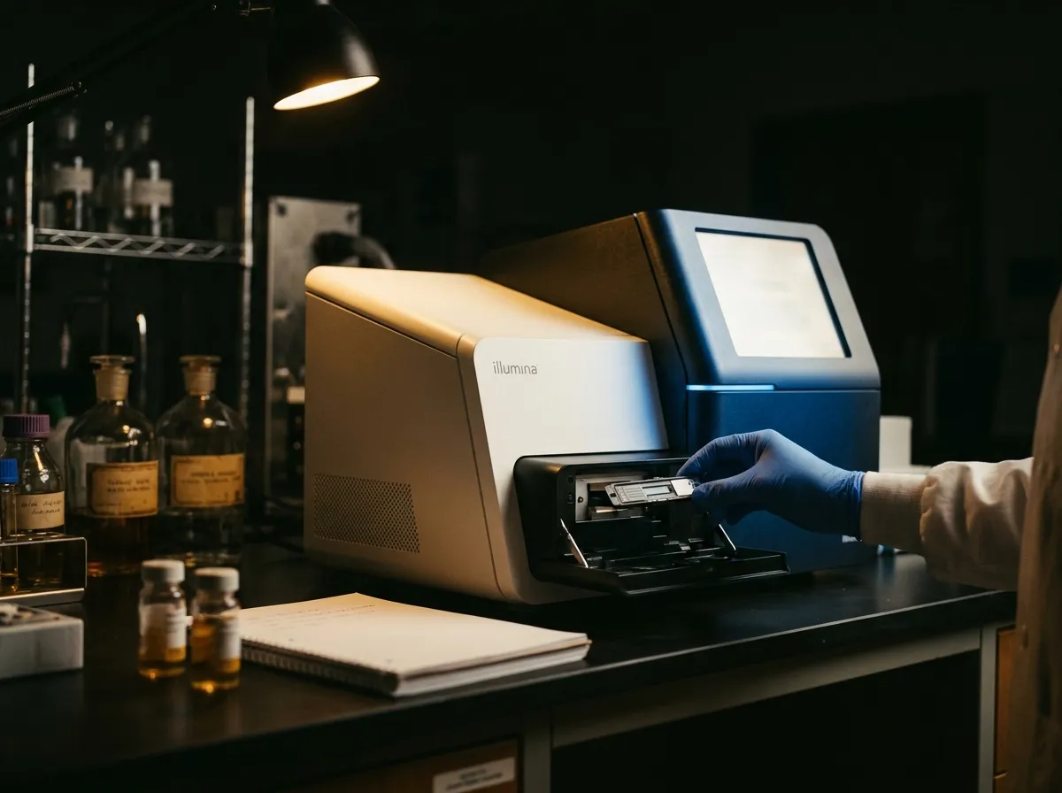 Equipamento de sequenciação de DNA no laboratório lostincloud
